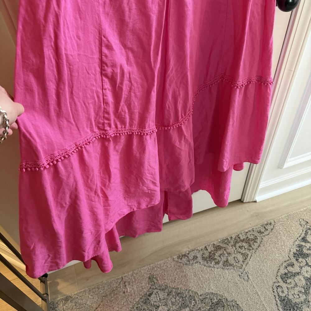 Cristina Vergani 100% Linen Women’s Sleeveless Pink High Low Maxi Dress Sz XL - Picture 3 of 11